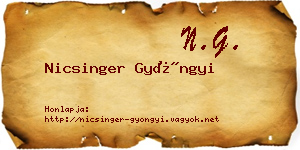 Nicsinger Gyöngyi névjegykártya